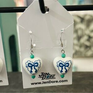 JenDore Handmade Heart Dangle Drop Earrings Hypoallergenic Tarnish Resistant